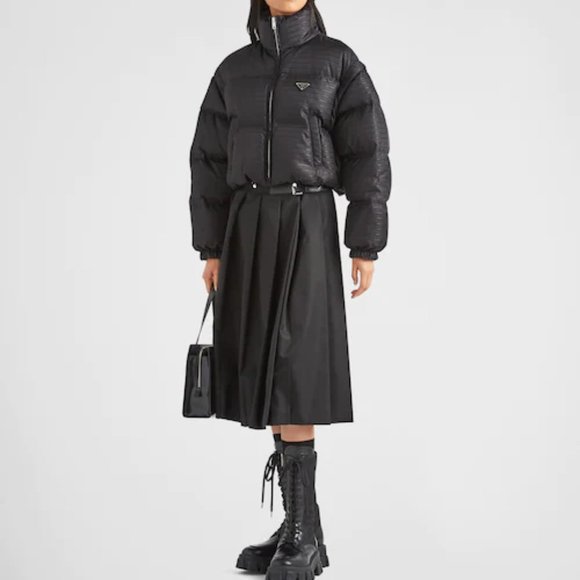 PRADA Re-Nylon Cropped Down Printed Jacket w/Detachable Sleeves Prada Sz 40/US 6 - Picture 3 of 7